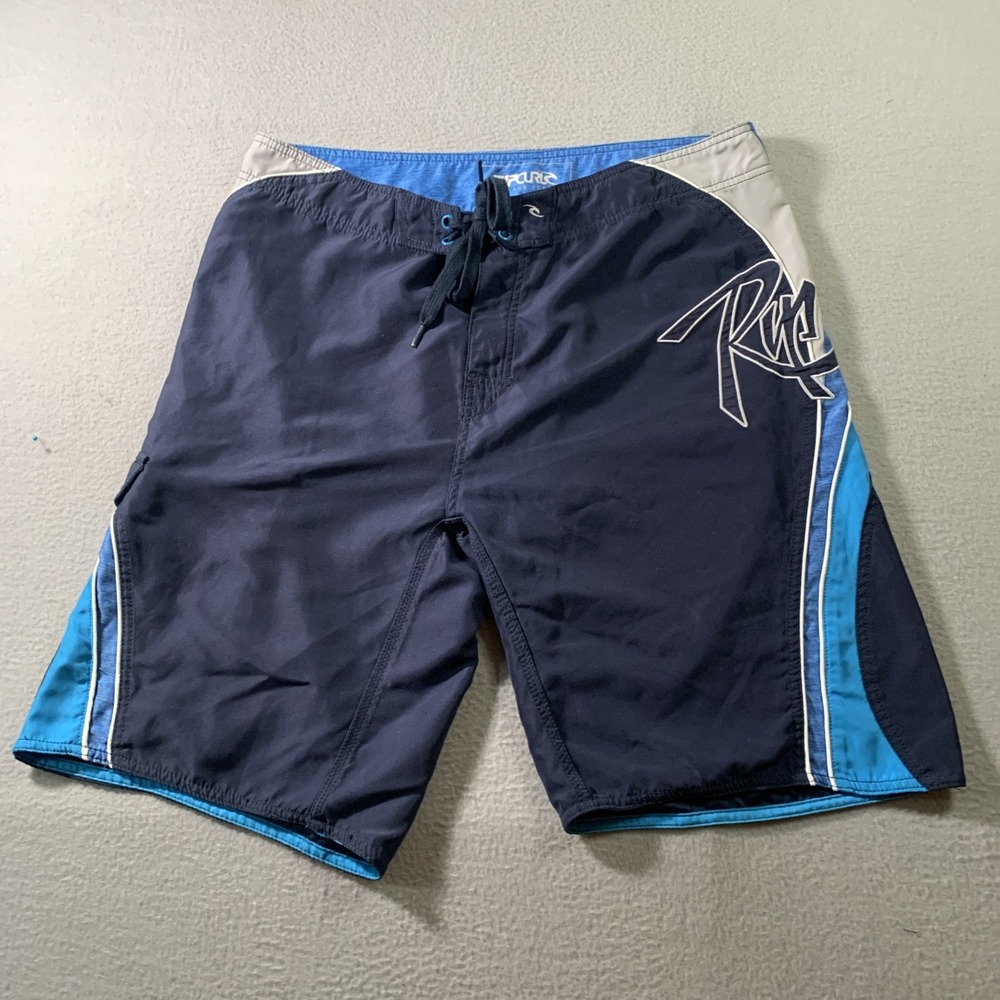 Rip Curl Vintage Y2k Board Shorts Mens Blue Surf 36x11 90s Cargo Baggy